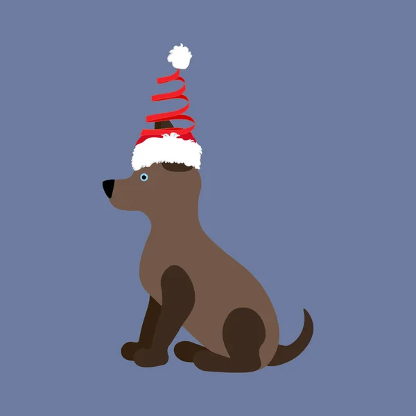 Σκύλος σε χριστουγεννιάτικη στολή εικονογράφηση — Διανυσματικό Αρχείο