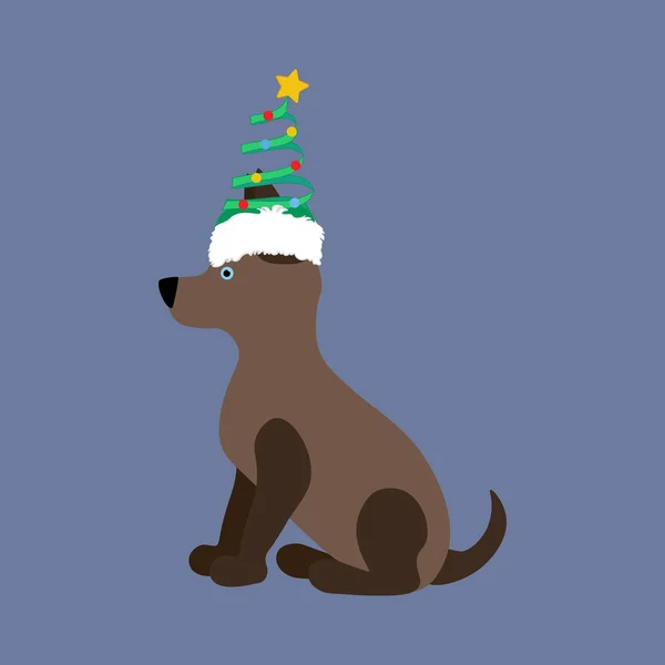 Hund im Weihnachtskostüm — Stockvektor