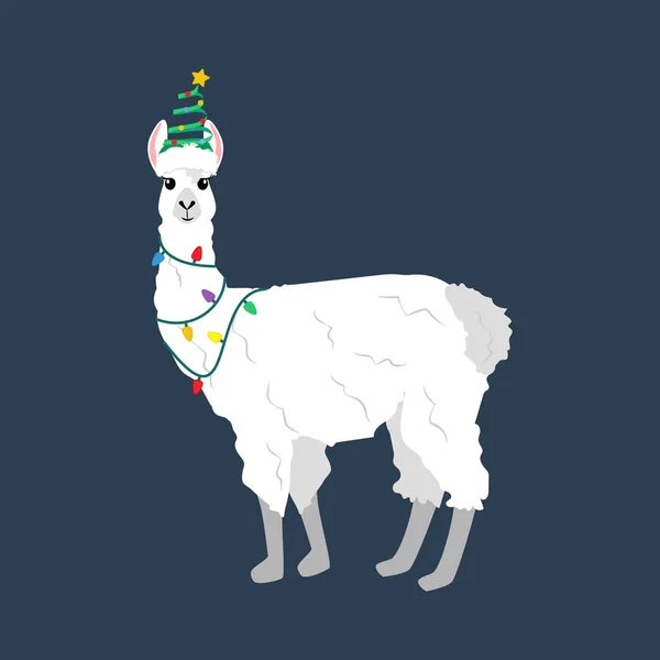 Llama en traje de Navidad ilustración — Vector de stock