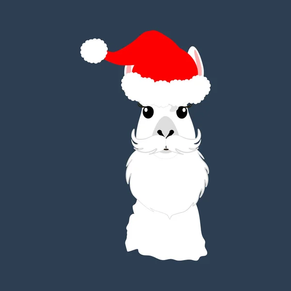 Lama mit Weihnachtsmütze — Stockvektor