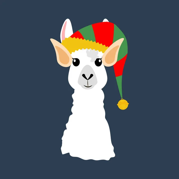 Láma karácsonyi kalap illusztráció — Stock Vector