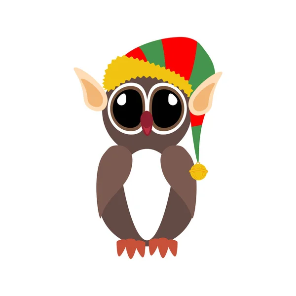Owl in christmas costume illustration — Stock Vector