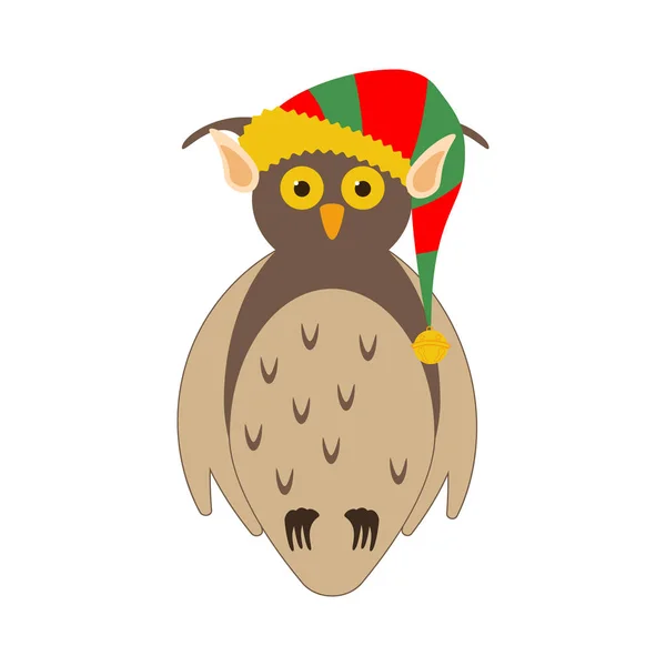Noel kostümlü baykuş resmi — Stok Vektör