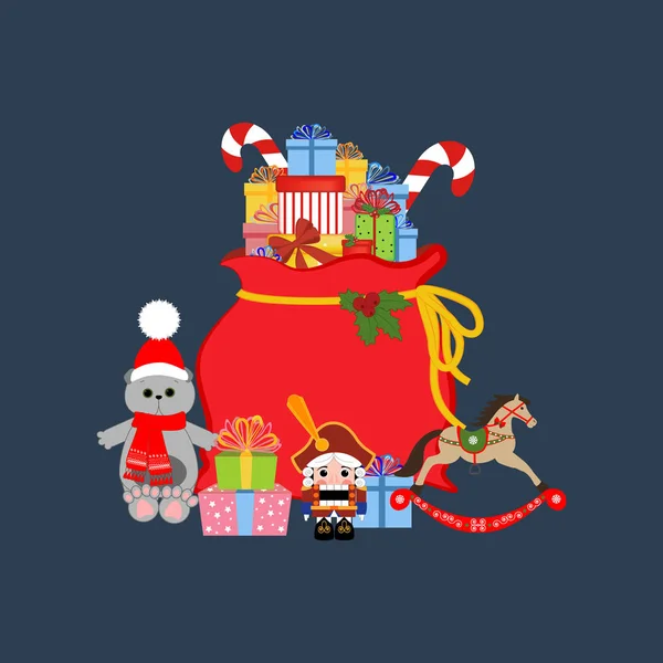 Weihnachtsmann-Tasche — Stockvektor