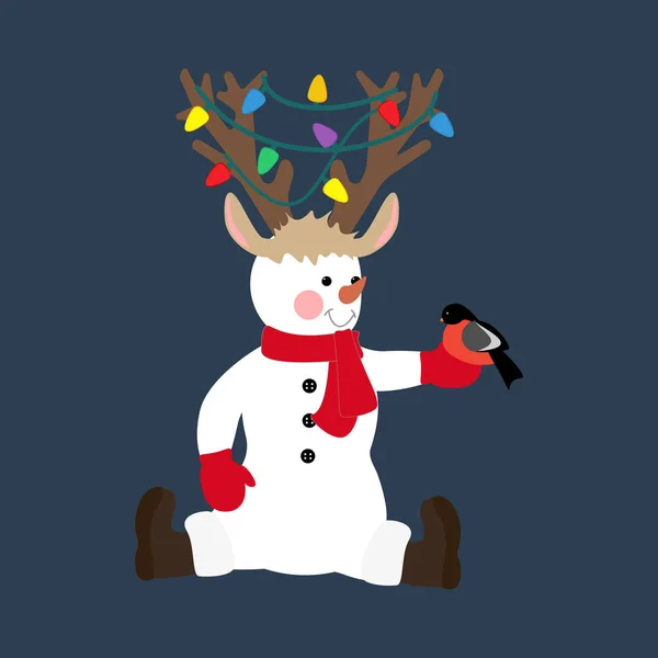 Snowman na ilustração do traje de natal — Vetor de Stock