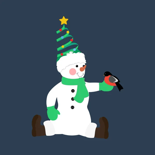 Bonhomme de neige dans l'illustration de costume de Noël — Image vectorielle