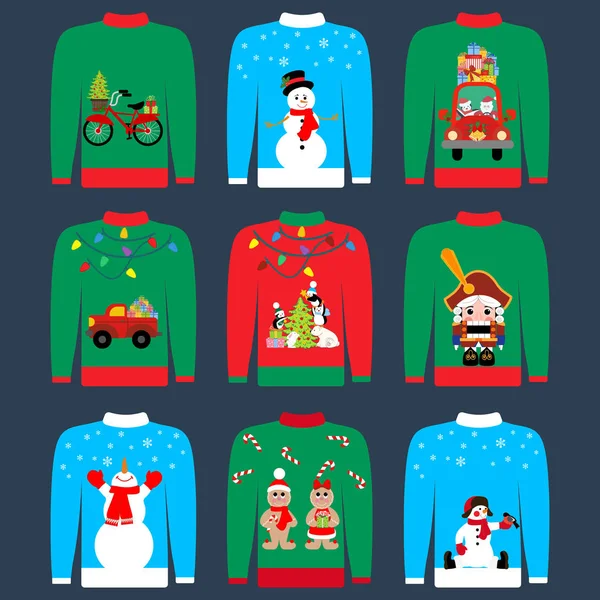 Weihnachten hässlichen Pullover Illustration — Stockvektor