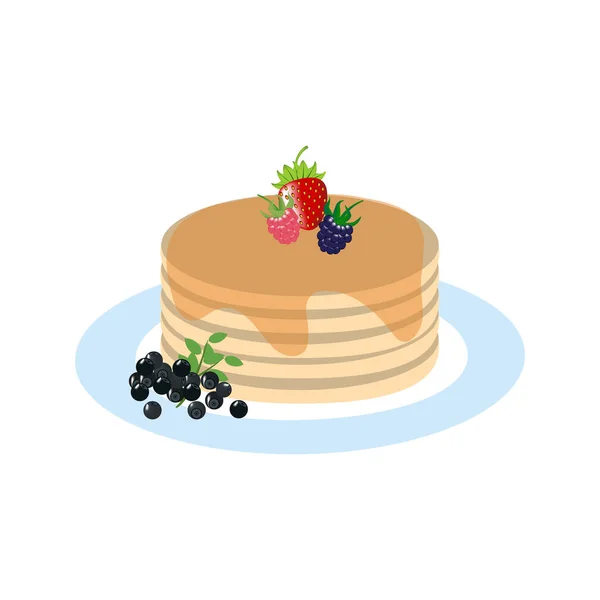 Pancakes Beries Vector Illustration White Background — Stock Vector