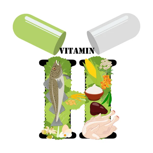 ビタミンHが豊富な食品ベクトル図上の白い背景 — ストックベクタ