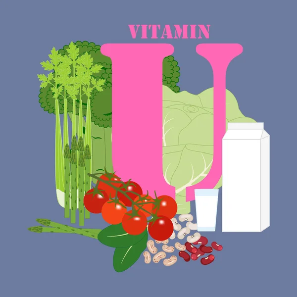 Vitamina Rico Alimentos Ilustração Vetor Fundo Azul —  Vetores de Stock