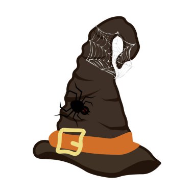 Beyaz arka planda cadı şapkası çizimi. Vektör illüstrasyonu