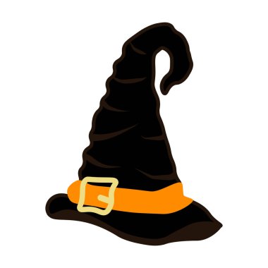 Beyaz arka planda cadı şapkası çizimi. Vektör illüstrasyonu