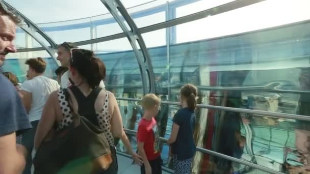 Inuti en kapsel av British Airways i360 utsiktstornet i Brighton — Stockvideo