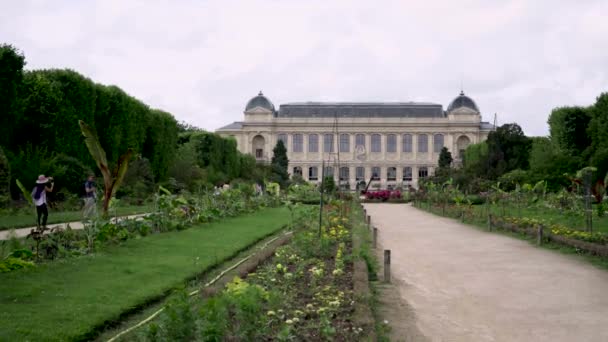 Botanische tuin in Parijs. De buitenkant van de grote galerij van de evolutie — Stockvideo