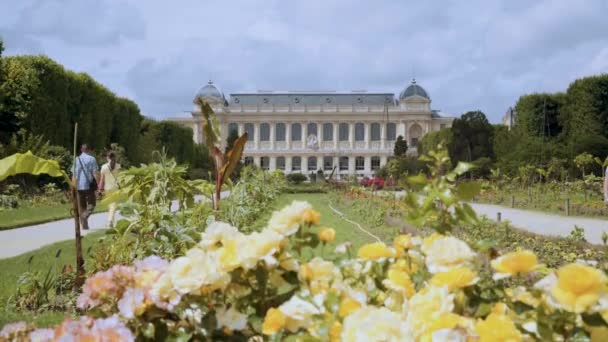 Botanische tuin in Parijs. De buitenkant van de grote galerij van de evolutie — Stockvideo