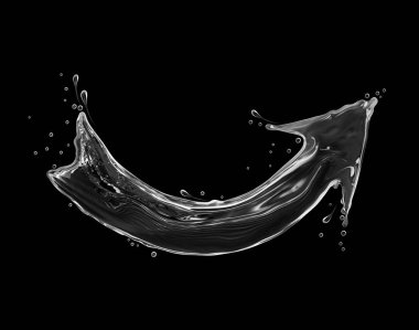 Eğri ok su siyah arka plan üzerine yapılmış