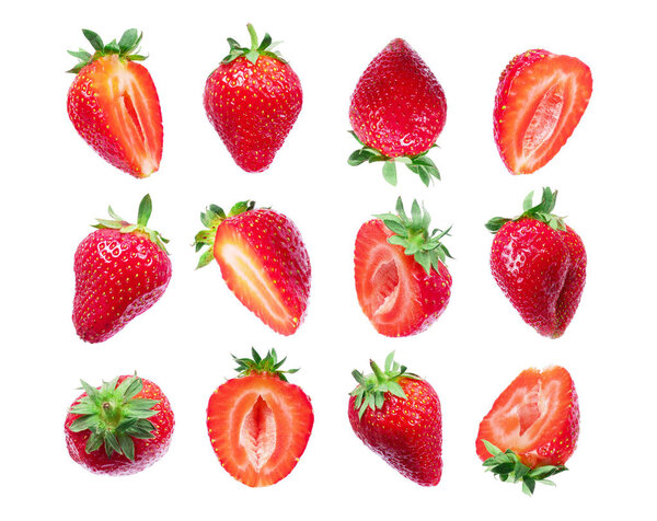 Набор свежей клубники на белом фоне
 
