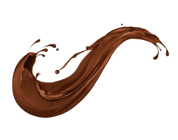 Splash Chocolate Derretido Cacau Fundo Branco — Fotografia de Stock
