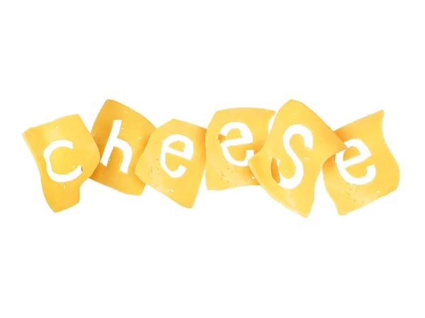 Слово Сыр Написано Ломтиках Сыра — стоковое фото