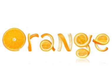 Kelime orange peel beyaz arka plan üzerinde yapılır