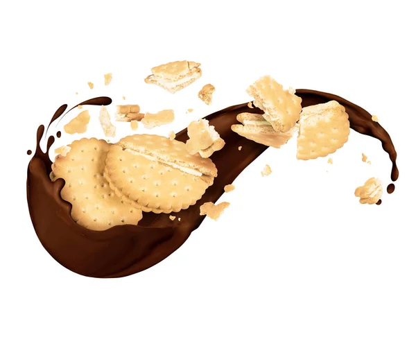 Печенье Брызгами Темного Шоколада Белом Фоне — стоковое фото