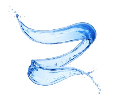 Beyaz arka plan üzerinde dönen bir şeklinde su sıçramalarına