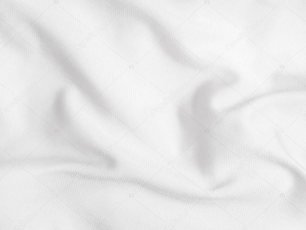 Crumpled texture of white synthetic fabric