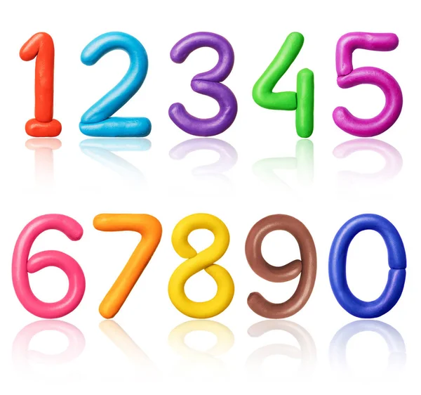 Los Números Están Hechos Plastilina Colores Parte — Foto de Stock