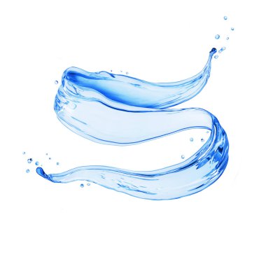 Su sıçramalarına beyaz arka plan üzerinde izole bir bükülmüş durumda