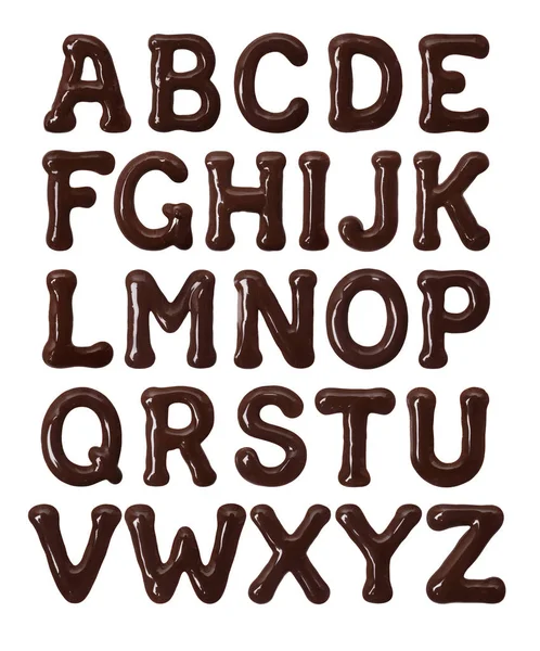 Latin Alphabet Made Melted Chocolate High Resolution Part Letters — Stock Photo, Image