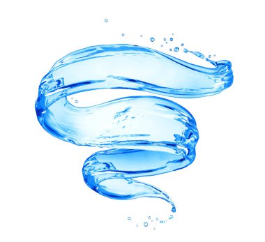 Su, beyaz arka plan üzerinde izole bükülmüş sıçraması 