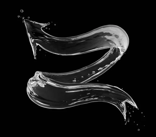 Curved arrow made of water splashes on a black background