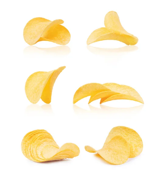 Conjunto Batatas Fritas Isoladas Fundo Branco — Fotografia de Stock