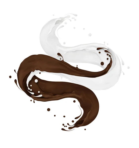 Süt Çikolata Sıçramalarına Beyaz Arka Plan Üzerinde Izole — Stok fotoğraf