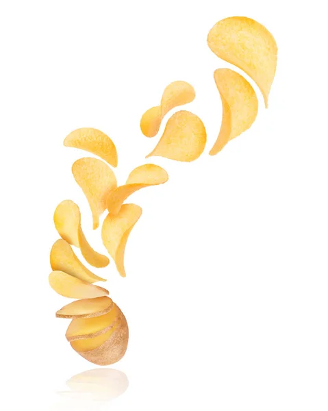 Aardappel Segmenten Omzetten Chips Naar Beneden Vallen — Stockfoto