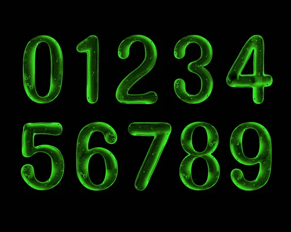 Čísla Jsou Vyrobeny Zelené Viskózní Kapalina Černém Pozadí — Stock fotografie