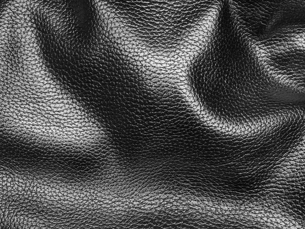 皱巴巴粗糙的黑色皮革背景 — 图库照片