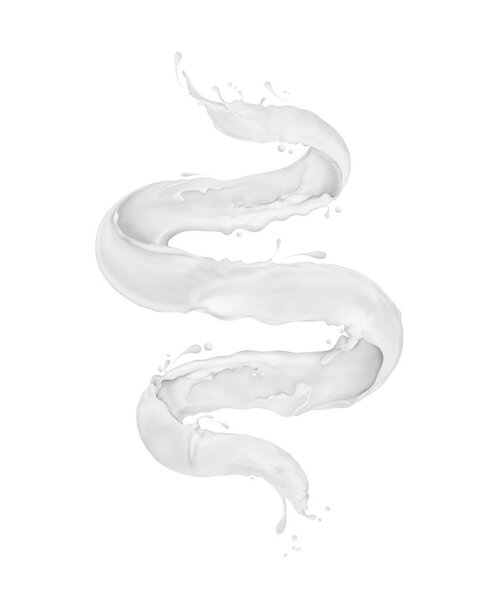 Milk splashes in the form of a spiral isolated on a white background