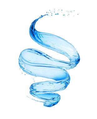 Beyaz arka plan üzerinde dönen bir şeklinde su sıçramalarına