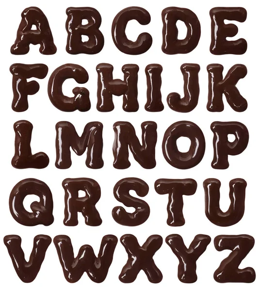 Latin alphabet bold font made of chocolate in high resolution (part 1. Letters) — Stock Photo, Image