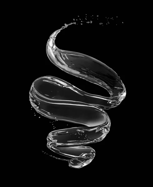 Salpicos de água em forma de rodopio sobre fundo preto — Fotografia de Stock