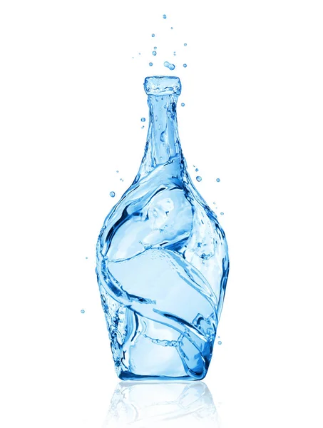 Botella hecha de agua. Imagen conceptual aislada en blanco —  Fotos de Stock