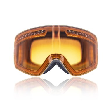 Beyaz arka plan üzerinde izole Kayak veya snowboard maskesi Portre 
