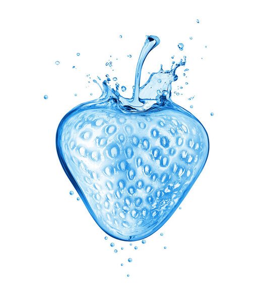 Strawberry made of water splashes. Concept image on white background 