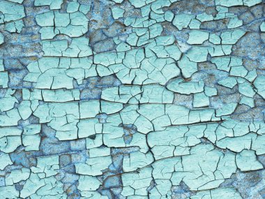 Duvarda mavi eski çatlak boya