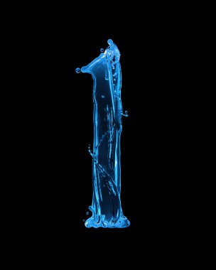 1 numara, siyah bir arka plan üzerinde su sıçramaları ile yapılmış