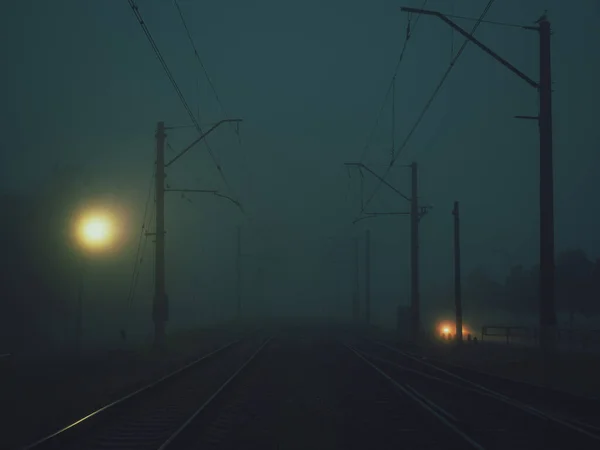 Foggy Early Morning Railroad — Stock Photo, Image