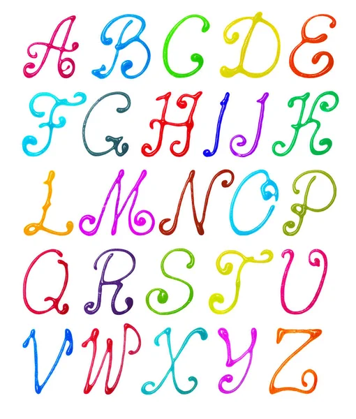 Alphabet Latin Coloré Raffiné Avec Paillettes Isolé Sur Fond Blanc — Photo