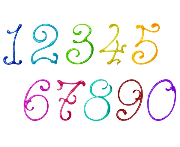 Numeri Involuti Colorati Con Paillettes Isolati Sfondo Bianco — Foto Stock