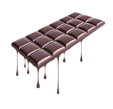 Erimiş çikolatadan damlayan damlalar, beyaz arka planda izole edilmiş.